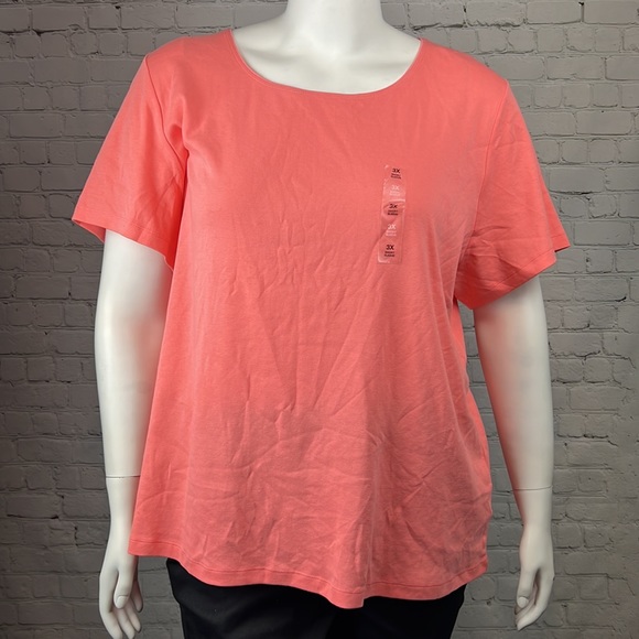 Coral Scoopneck Short Sleeve Top Plus Size 3X - Picture 2 of 5